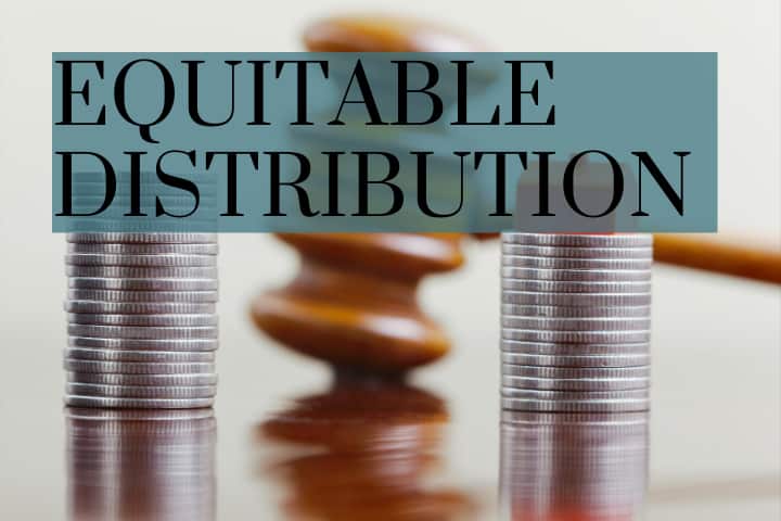 "equitable distribution" over a gavel between two stacks of coins