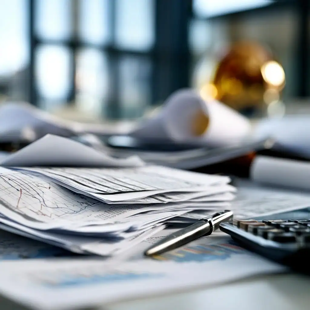 Financial records and investment charts used to review divisible property in a North Carolina divorce