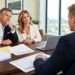 Raleigh divorce attorney reviewing RSUs, stock options, vesting schedules, and equity grant documents with a tech professional couple